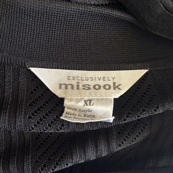 Exclusively Misook Cardigan Extra Large XL Black Ribbed Open Acrylic Sweater - Picture 7 of 8